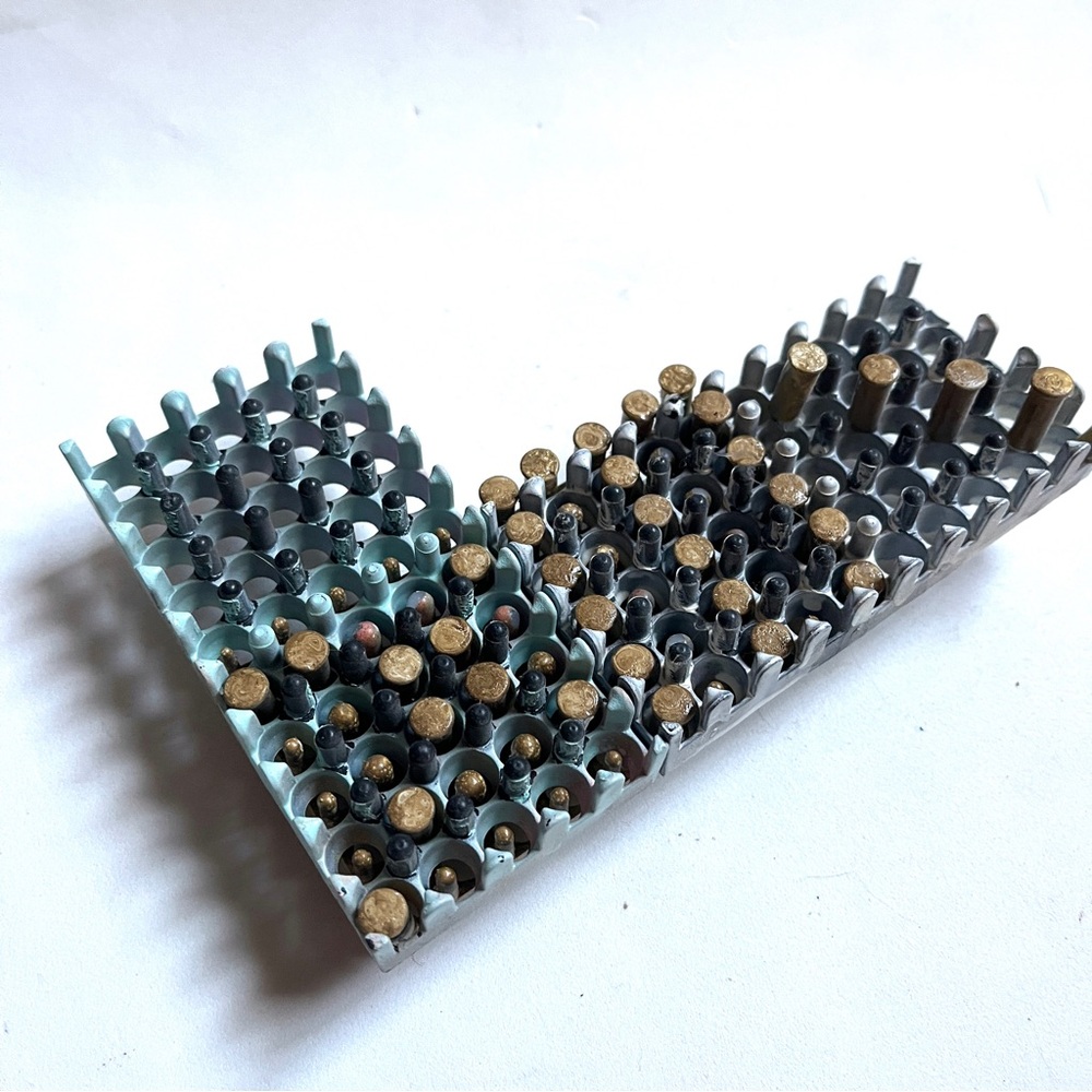 Modern Mixed Media Art Sculpture blues and gold. Brass & Plastic.
